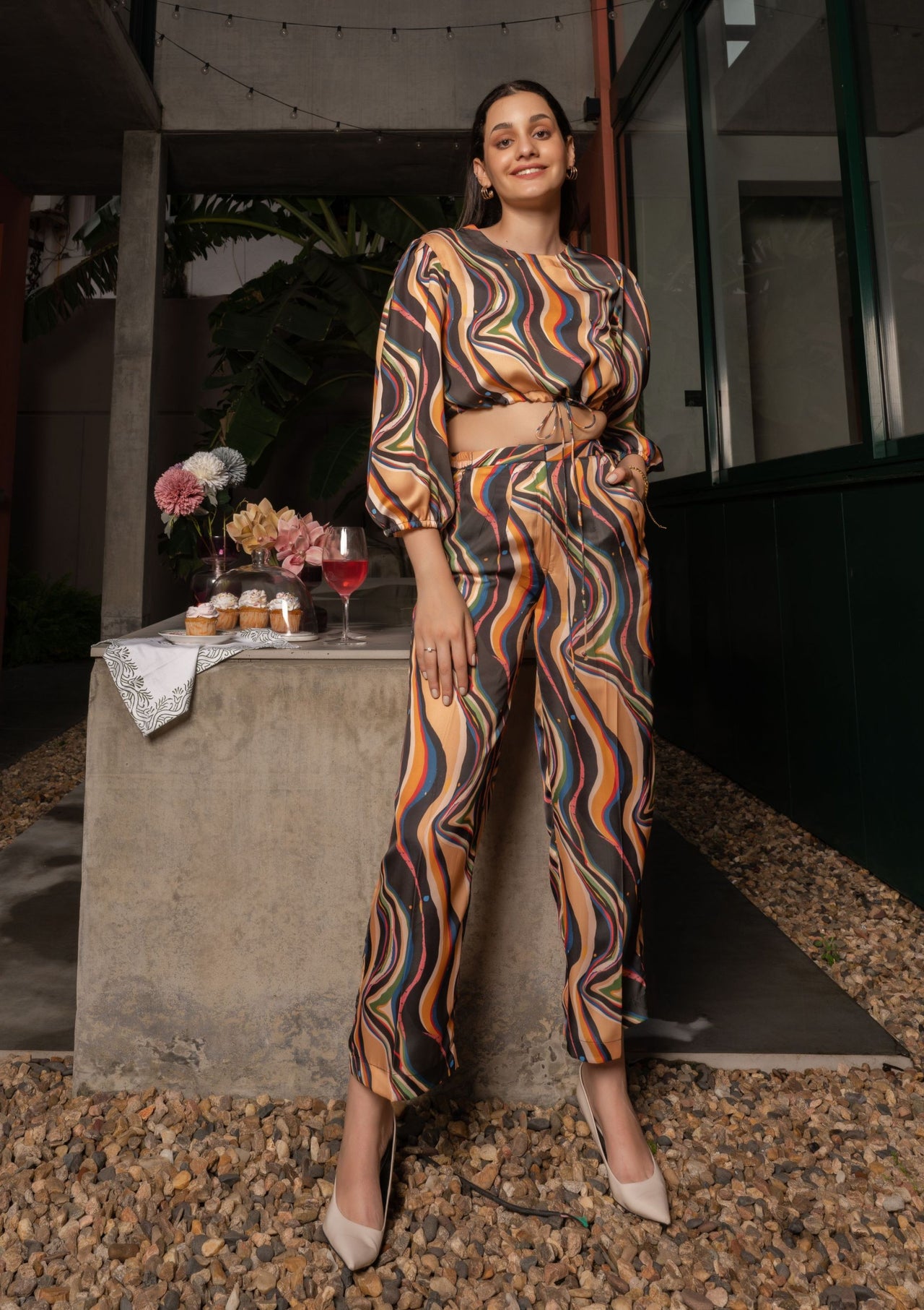 Nebula Abstract Satin Co-ord Set