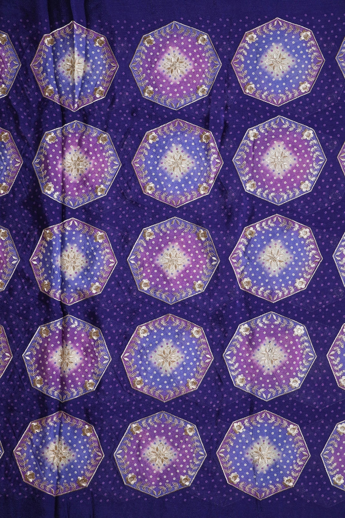 White And Purple Unstitched Lehenga Set Fabric (3 Piece)