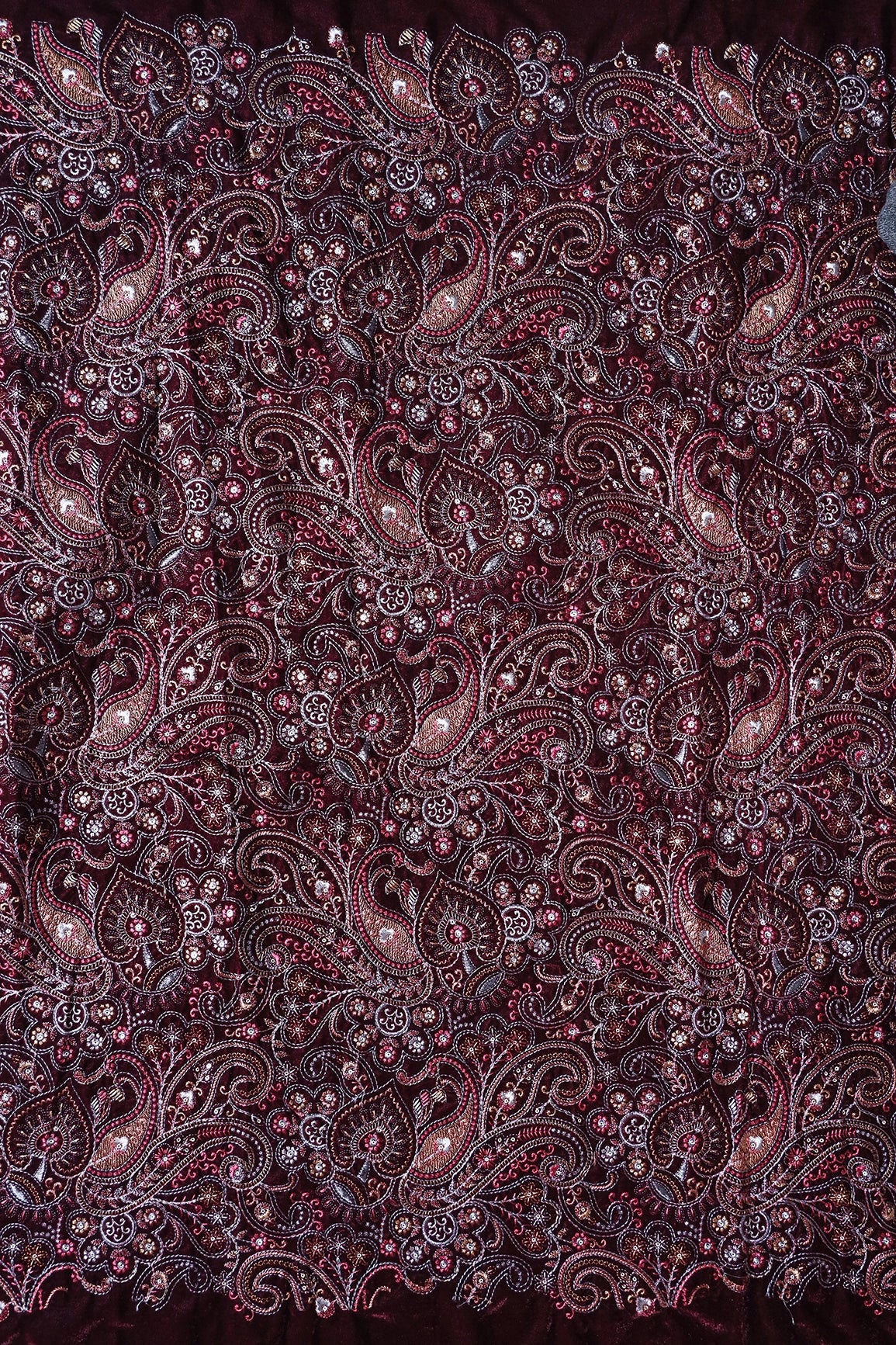 Maroon And Beige Unstitched Lehenga Set Fabric (3 Piece)