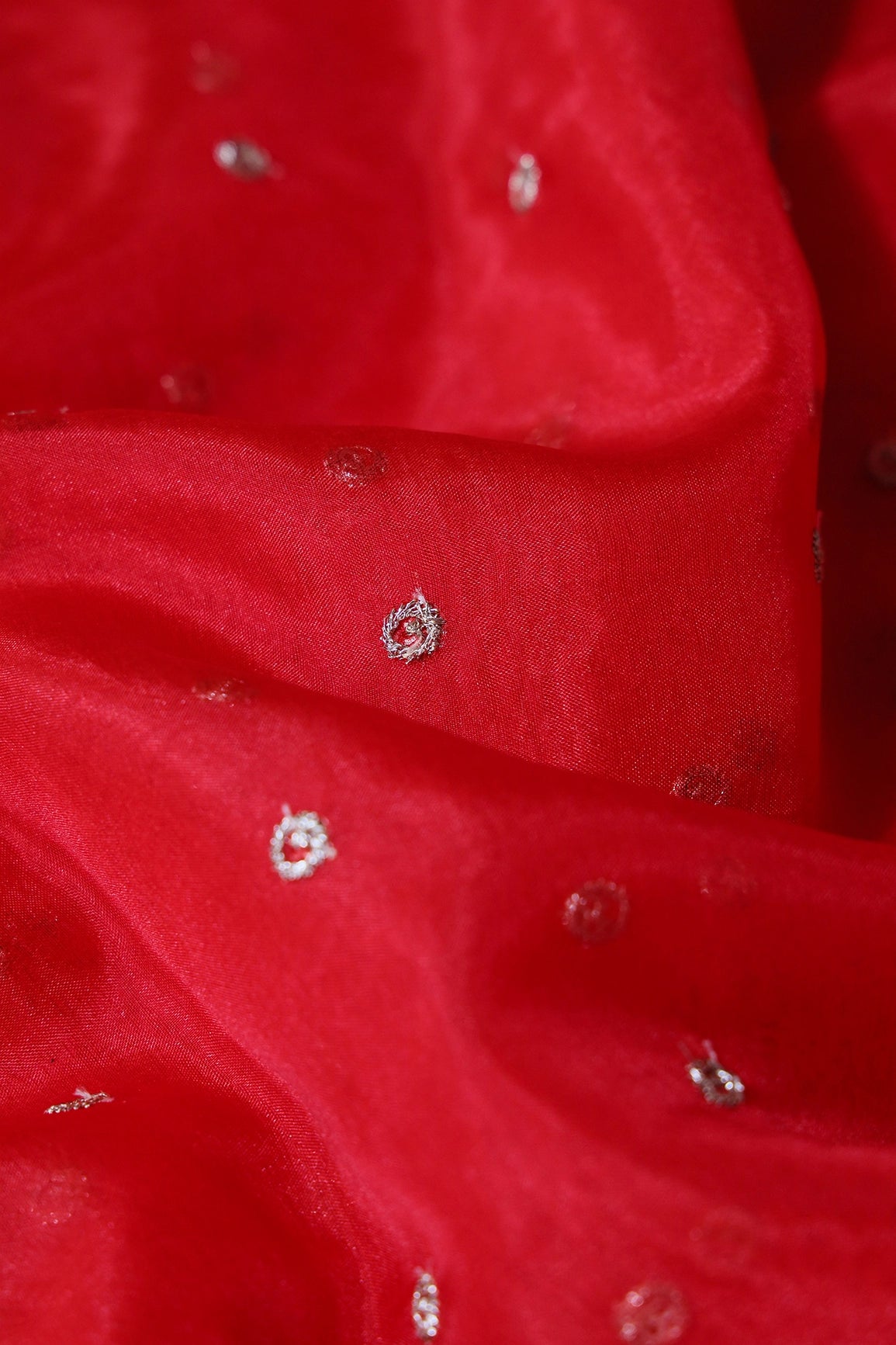 Red Unstitched Lehenga Set Fabric (3 Piece)