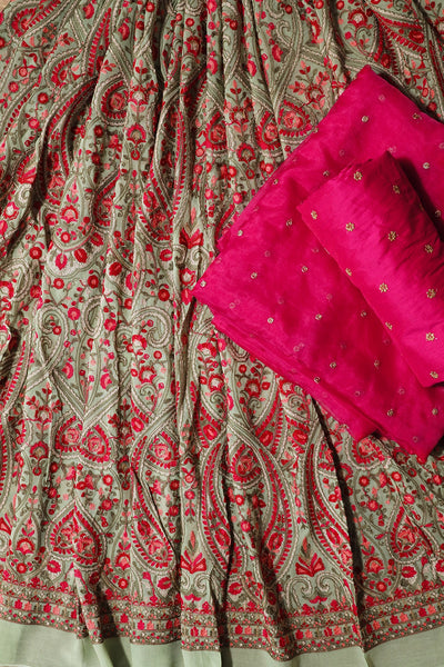 Buy LEHENGA CHOLI- Red-White silk fabric lehenga choli with real mirror  Embroidery work. Semi Stitched Lehenga & Unstitched Blouse piece with  Dupatta. at Amazon.in